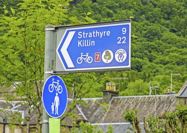 Fahrradroutenschild Schottland