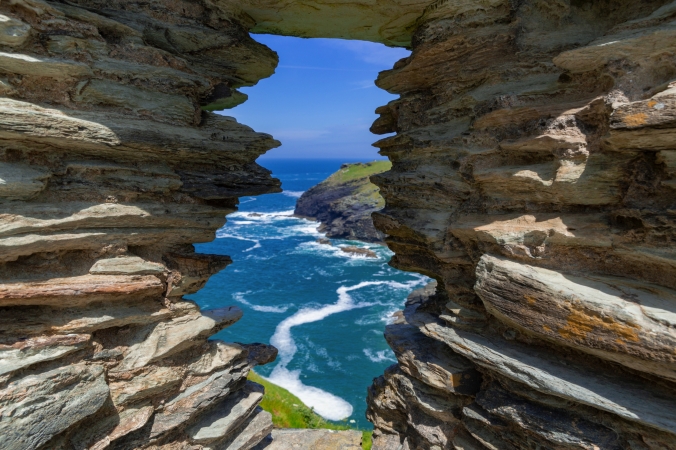 Tintagel Castle an der Westküste von Cornwall England