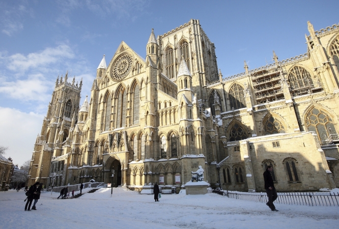 York Minster im Schnee, Yorkshire, England
